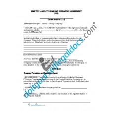 Limited Liability Company Operating Agreement - Manager Managed - Arkansas